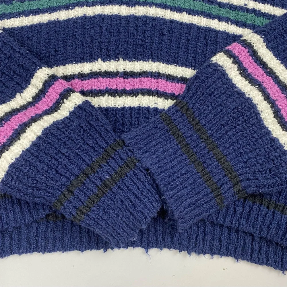 Free People NWT Kennedy Pullover Stripe Knit Sweater Size Medium Cropped Relaxed